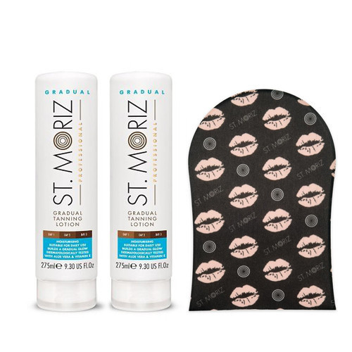 St. Moriz Professional Gradual Tanning Lotion Laipsniško įdegio losjonas (2 vnt.) + pirštinė DOVANŲ