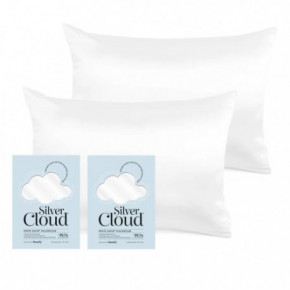 Silver Cloud Satin Pillowcase Twinpack Sidabro jonais prisotintas satino pagalvių užvalkalai White