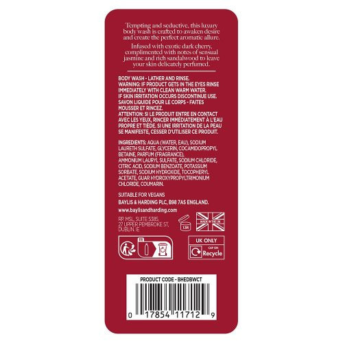 Baylis & Harding Luxury Body Wash Cherry Temptation Prabangus kūno prausiklis 400ml