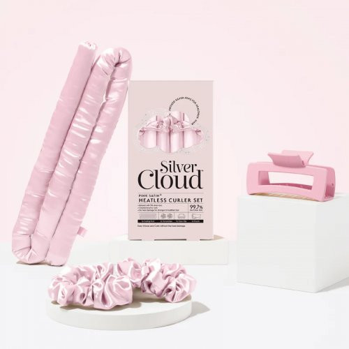 Silver Cloud Heatless Curler Set Plaukų garbanojimo priemonė be karščio Pink