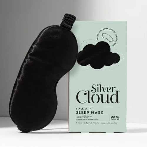 Silver Cloud Black Satin Sleep Mask Satino miego akiniai 1vnt.