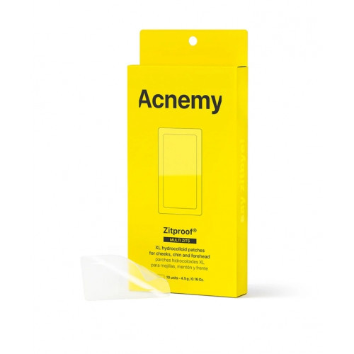 Acnemy Zitproof Multi Zits XL Hydroccoloid Patches For Cheeks, Chin And Forehead Valomieji pleistrai skruostams, kaktai ir smakrui 10 vnt.