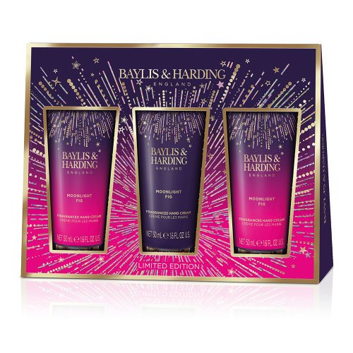 Baylis & Harding Moonlight Fig Luxury Hand Treats Gift Set Šventiškai supakuotų rankų kremų rinkinys