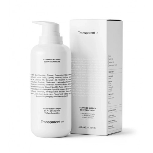 Transparent Lab Ceramide Barrier Body Treatment Kūno losjonas su keramidais 400ml