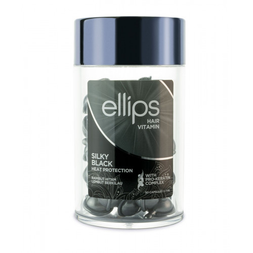 Ellips Silky Black Pro-Keratin Complex Hair Vitamins Tepami vitaminai intensyviam tamsių plaukų atstatymui su keratinu 50x1ml