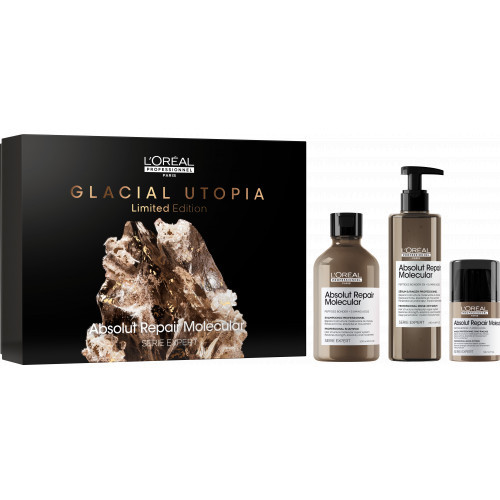 L'Oréal Professionnel Glacial Utopia Absolut Repair Molecular TRIO Plauko struktūrą atstatančių priemonių rinkinys