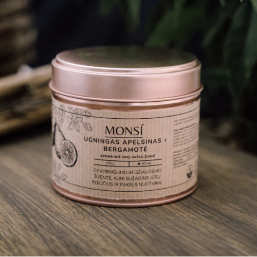 Monsi Aromatic Candle Fiery Orange With Bergamot Aromatinė žvakė ugningas apelsinas su bergamote 100ml