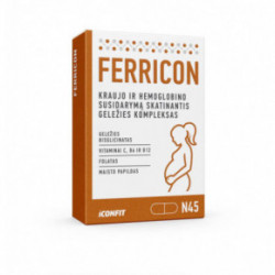 Iconfit Ferricon Complex Capsules Kraujo ir hemoglobino susidarymą skatinantis geležies kompleksas 45 kapsulės