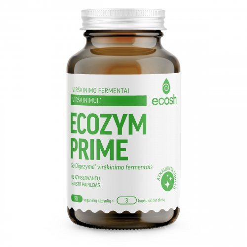 Ecosh Ecozym Prime With Digezyme® Maisto papildas virškinimo gerinimui 90 kapsulių