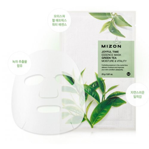 Mizon Joyful Time Essence Mask Green Tea Veido kaukė su žaliąja arbata 23g