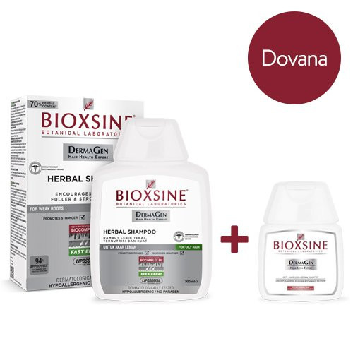 Bioxcin (Bioxsine) Dermagen Shampoo for Hair Loss Šampūnas nuo plaukų slinkimo riebiems plaukams + kelioninis šampūnas