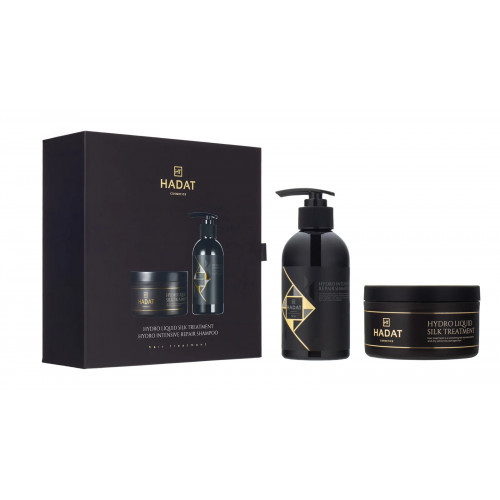 Hadat Cosmetics Intensive Repair Shampoo & Liquid Silk Treatment Gift Box Pažeistų plaukų rinkinys Rinkinys