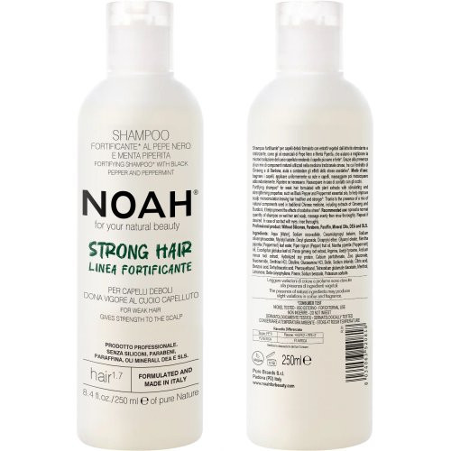 Noah Shampoo With Black Pepper And Peppermint Plaukus stiprinantis šampūnas silpniems, slenkantiems plaukams 250ml