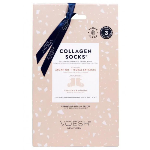 VOESH Collagen Socks Kaukė pėdoms su kolagenu, argano aliejumi ir gėlių ekstraktais 3 vnt.