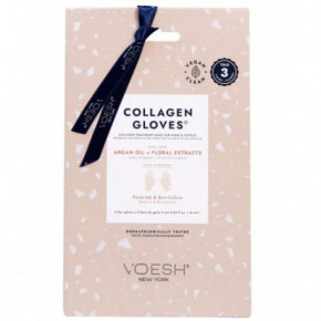 VOESH Collagen Gloves Kaukė rankoms su kolagenu, argano aliejumi ir gėlių ekstraktais 3 vnt.