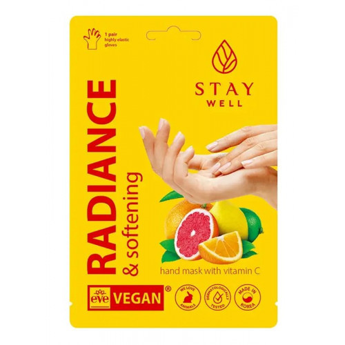 STAY WELL Radiance & Softening Hand Mask Vitamin C Complex Minkštinamoji rankų kaukė su vitaminu C 1 pora