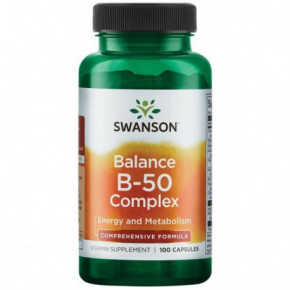 SWANSON Balance B-50 Complex Energy and Metabolism Vitamino B kompleksas 100 kapsulių