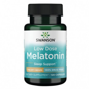 SWANSON Low Dose Melatonin 1mg Sleep Support Maisto papildas melatoninas 120 kapsulių