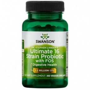 SWANSON Ultimate 16 Strain Probiotic with FOS Piimhappebakterid, Probiootikumid 16 60 kapslit