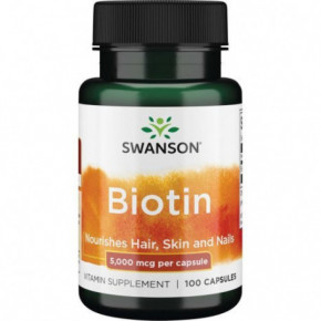 SWANSON Biotin 5000 mcg Food Supplement 100 capsules