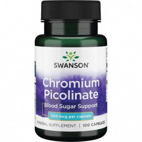 SWANSON Chromium Picolinate Toidulisand Kroom 200 mcg 100 kapsulit