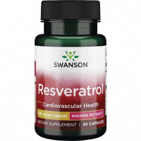 SWANSON Resveratrol 250 Mg Cardiovascular Health Maisto papildas resveratrolis 30 kapsulių