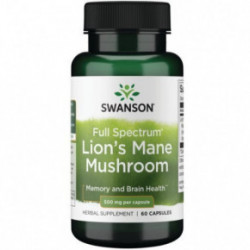SWANSON Full Spectrum Lion's Mane Mushroom Memory and Brain Health 500mg Liūto karčiai 60 kapsulių