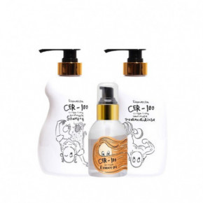 KlipShop Elizavecca Cer-100 Collagen Coating Hair A+ Muscle Treatment Rinse, Shampoo And Essence Oil Set Plaukų priežiūros rinkinys