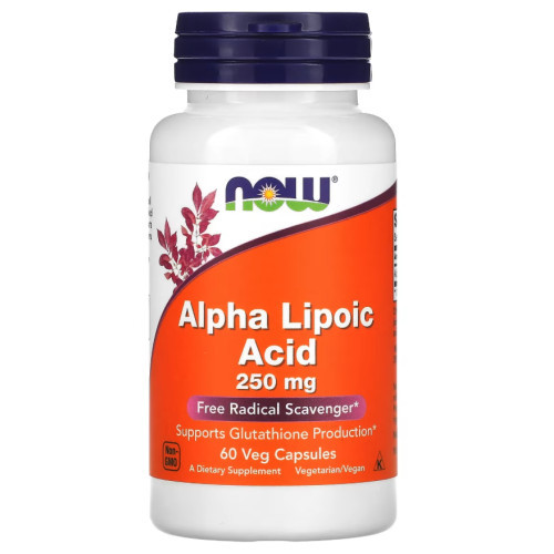 NOW Foods Alpha Lipoic Acid 250 mg Maisto papildas energijos kiekiui palaikyti 60 kapsulių