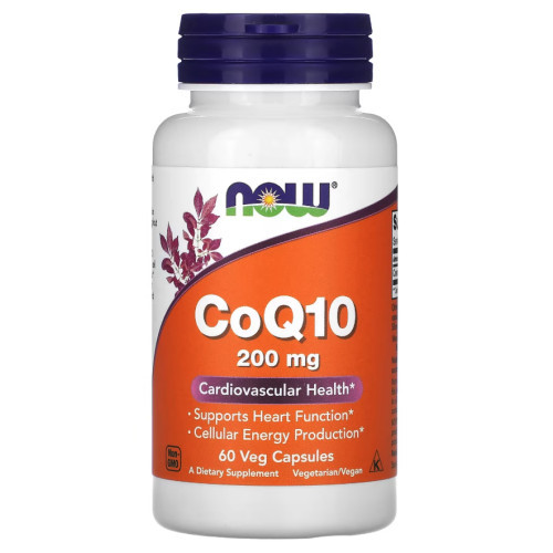 NOW Foods CoQ10 200mg Kofermento Q10 kapsulės 60 kapsulių