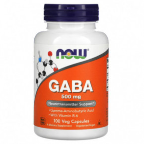 NOW Foods GABA 500mg Maisto Papildas 100 kapsulių