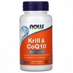 NOW Foods Krill & CoQ10 Krilių aliejus su kofermentu Q10 60 kapsulių
