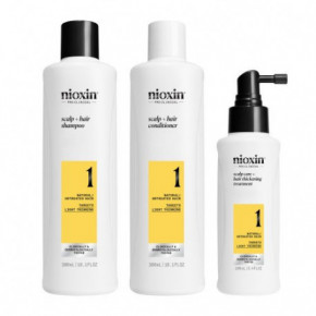 Nioxin Pro Clinical System 1 Kit Plaukų priežiūros produktų rinkinys nestipriai retėjantiems, natūraliems plaukams 300ml+300ml+100ml