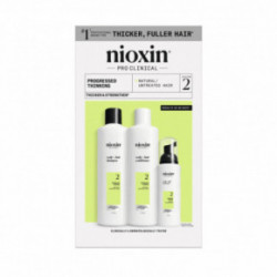 Nioxin Pro Clinical System 2 Kit Plaukų priežiūros produktų rinkinys stipriai retėjantiems, natūraliems plaukams 300ml+300ml+100ml