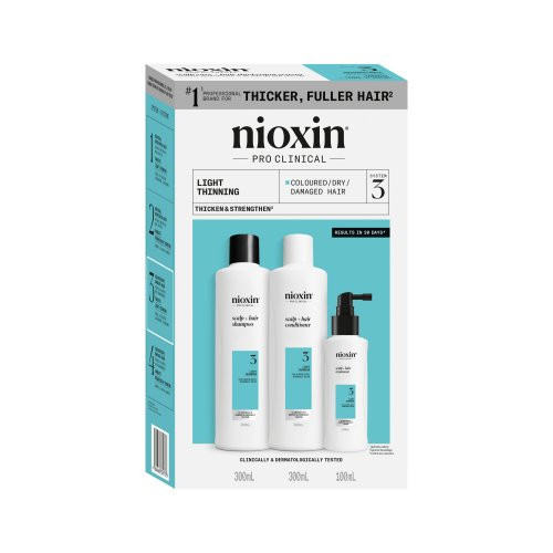 Nioxin Pro Clinical System 3 Kit Plaukų priežiūros produktų rinkinys nestipriai retėjantiems plaukams 300ml+300ml+100ml