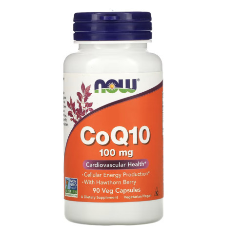 NOW Foods CoQ10 with Hawthorn Berry, 100 mg CoQ10 su gudobelių uogomis 90 kapsulių