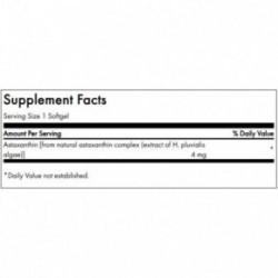 SWANSON Astaxanthin Immune Health and Antioxidant Support 4mg Natūralus astaksantinas 60 kapsulių