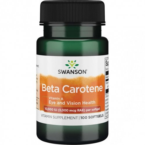 SWANSON Beta Carotene Vitamin A Eye and Vision Health 10.000 IU Beta karotenas (vitaminas A) 100 kapsulių