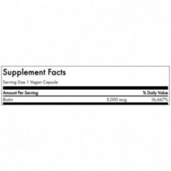 SWANSON Biotin Nourishes Hair, Skin and Nails 5000 mcg Biotinas 100 kapsulių