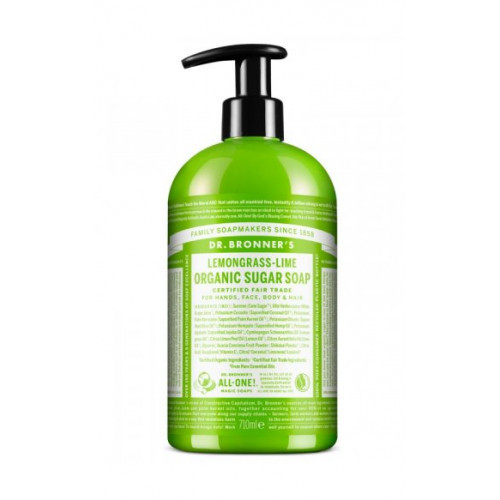 Dr. Bronner's Lemongrass Lime Organic Sugar Soap Ekologiškas cukraus muilas - pažeista pakuotė 710ml