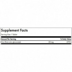SWANSON Zinc Gluconate Immune Health 30mg Cinkas 250 kapsulių