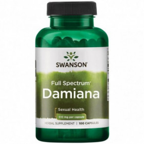 SWANSON Full Spectrum Damiana Sexual Health 510mg Damiana lapai 100 kapsulių