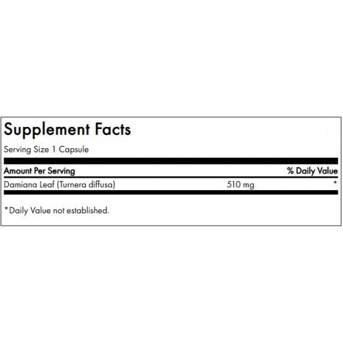 SWANSON Full Spectrum Damiana Sexual Health 510mg Damiana lapai 100 kapsulių