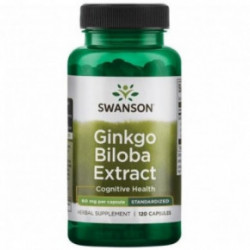 SWANSON Ginkgo Biloba Extract Cognitive Health 60mg Dviskiautis ginkmedis 120 kapsulių