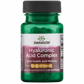 SWANSON Hyaluronic Acid Complex Joint Health nd Mobility 33mg Hialurono ir kalogenas kompleksas 60 kapsulių