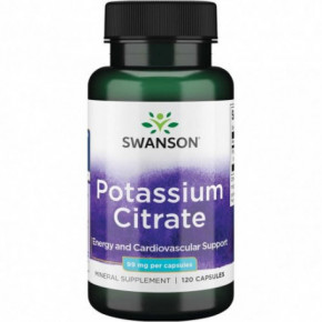 SWANSON Potassium Citrate Energy and Cardiovascular Support 99mg Kalis 120 kapsulių