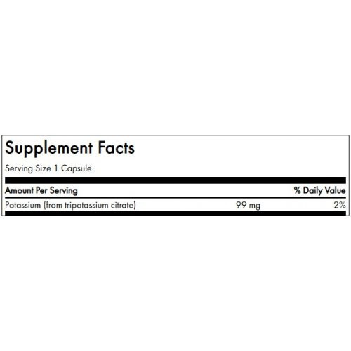 SWANSON Potassium Citrate Energy and Cardiovascular Support 99mg Kalis 120 kapsulių