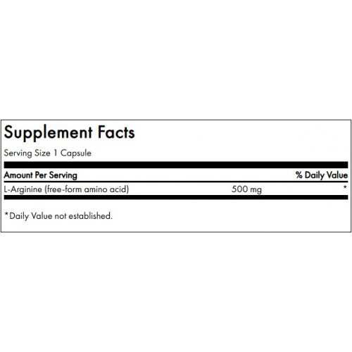 SWANSON L-Arginine Energy and Cardiovascular Support 500mg L-Argininas 100 kapsulių