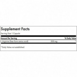 SWANSON L-Arginine Energy and Cardiovascular Support 500mg L-Argininas 100 kapsulių
