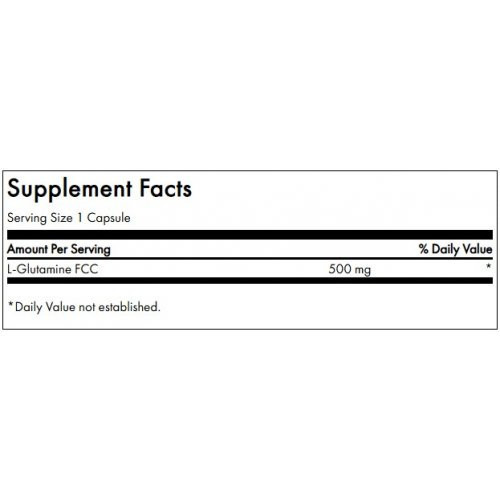SWANSON L-Glutamine Muscle Health and Recovery 500mg L-Glutaminas 100 kapsulių
